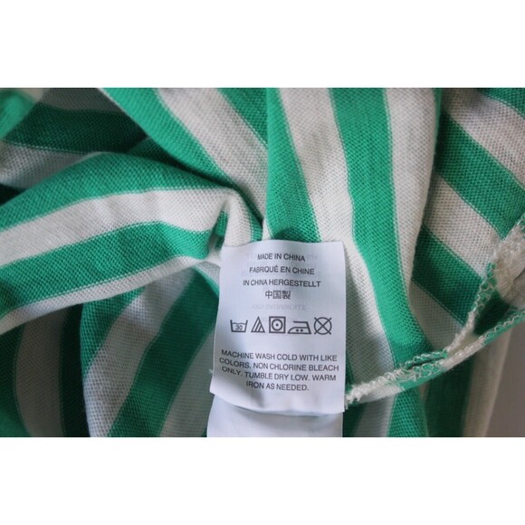 J. Crew Striped Tie Shoulder Dress Size L Green & White Stripes 100% Cotton - Picture 9 of 12